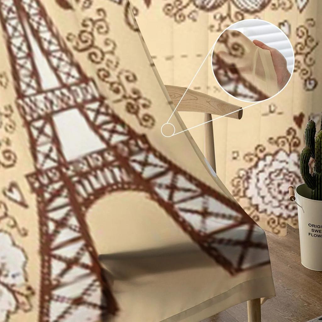Pais Eiffel Tour and Flowers Tulle Curtains for Living Room Bedroom Window Sheer Curtains Kitchen Balcony Voile Curtains