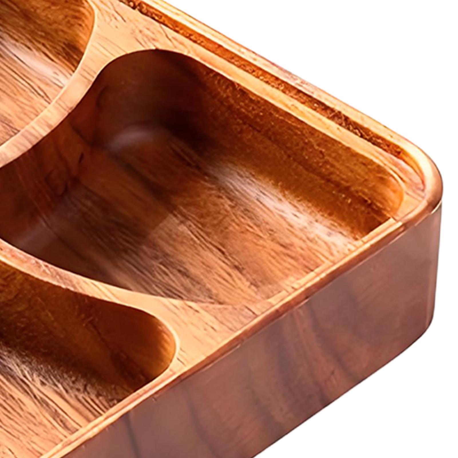 

Snack Bowl 4 Grid Smooth Safe Organizer Tray Wooden Nuts Snack Bowl For Friends Men Women Nuts Dried Fruit Home Kitchen Party CN