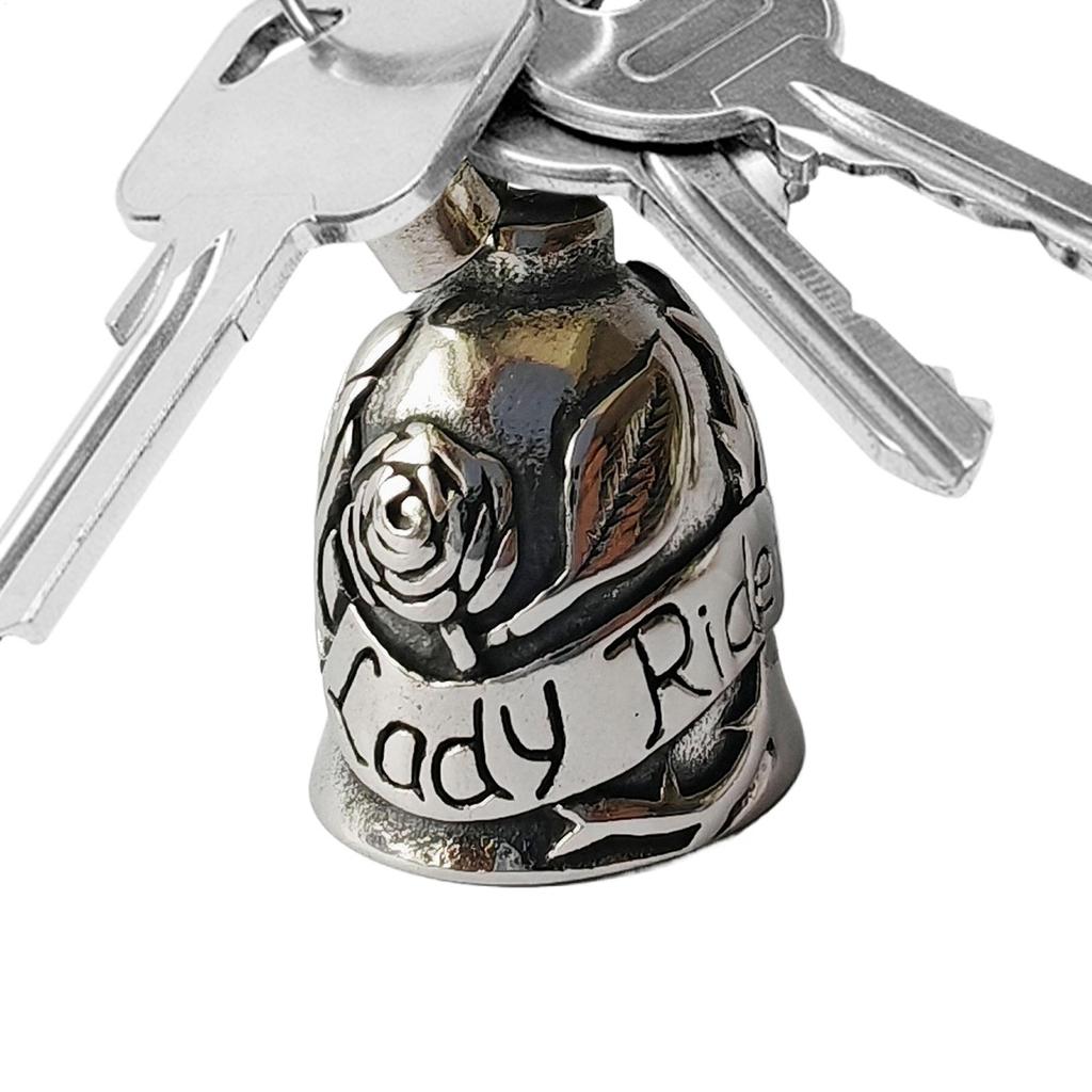 Stainless Steel Motorcycle Bell Metal Rose Keychain Angel Bells Motorcycles Pendant For Cycling Riders Women Men Boys Girls