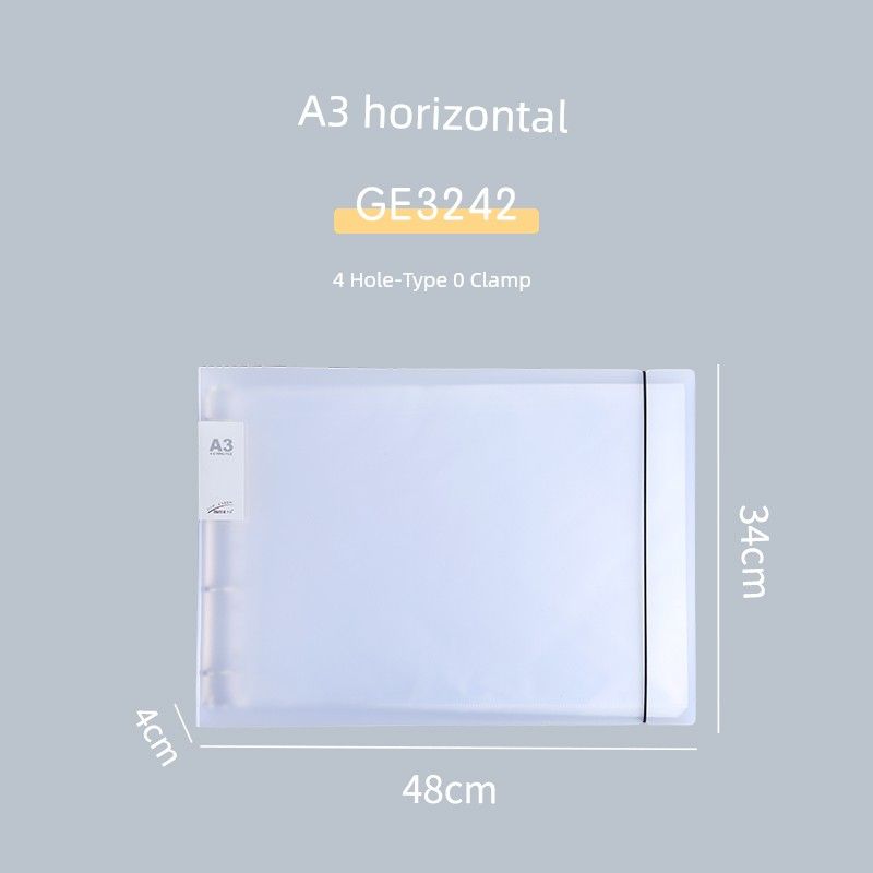 Horizontal A3 Loose-Leaf Binder 8K Folder Horizontal 4-Hole Shell Transparent Material Book 8 Open Vertical Storage Book Insert Bag