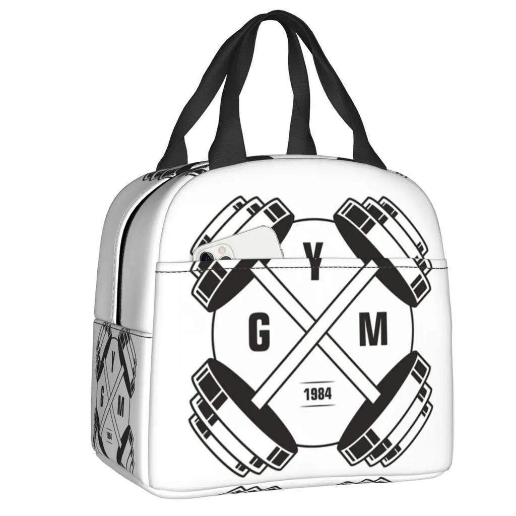 Powerhouse Gym Logo Thermal Insulated Lunch Bag Women Bodybuilding Fitness Portable Lunch Container Travel Storage Food Box