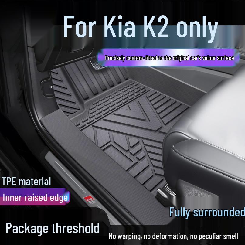 

Kia K2 TPE Floor Mats: Waterproof, Full Surround, Anti-dirty Carpet & Door Sill Cover Single Layer TPE Mats