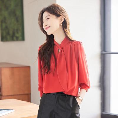 Trojman Elegant Chiffon V-Neck Blouse