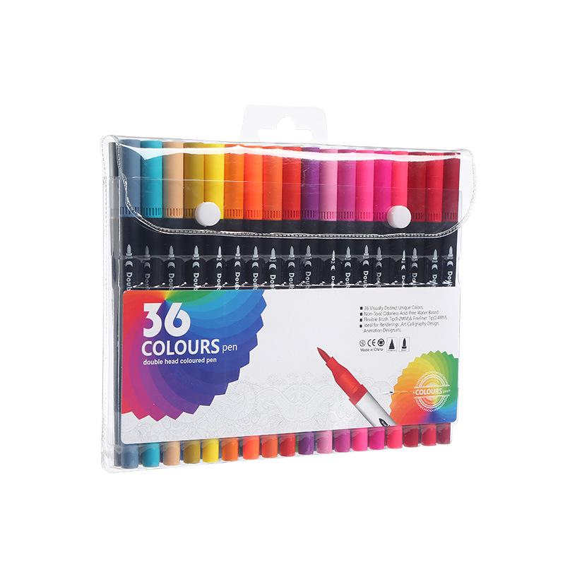 Washable Soft Tip Watercolor Markers - Double-Ended Paintbrush Pens Set for Kids