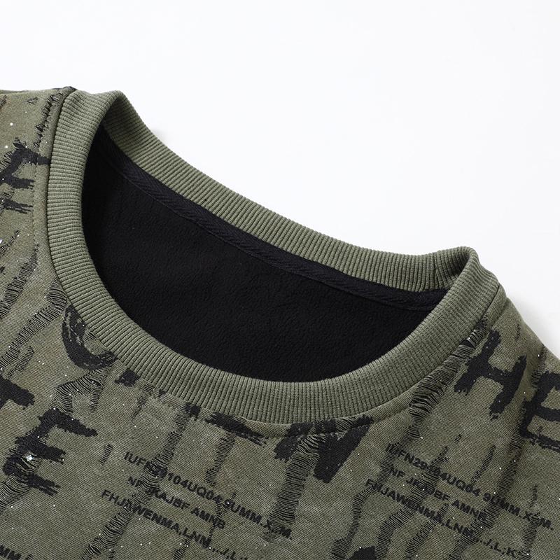 Plus Size 6XL-11XL Fashion Autumn Oversize Sweatshirts for Men Clothes Thick Warm Faux Fleece-lined Long Sleeve Tops Casual Men's Pullovers