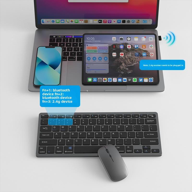 Ultra-thin Rechargeable Version Bluetooth Three-mode Keyboard and Mouse Set Business Office Wireless Keyboard