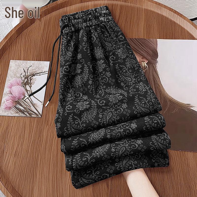 

Women s Retro Cashew Print High-Waist Casual Pants M