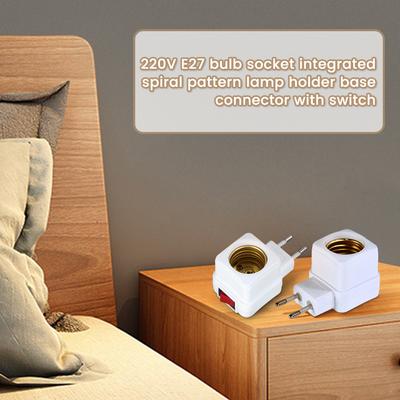 1Pcs E27 Base Wall Lamp HolderLED Light Lamp Bulbs Socket Base Holder EU Plug Adapter ON/OFF Switch White EU Plug