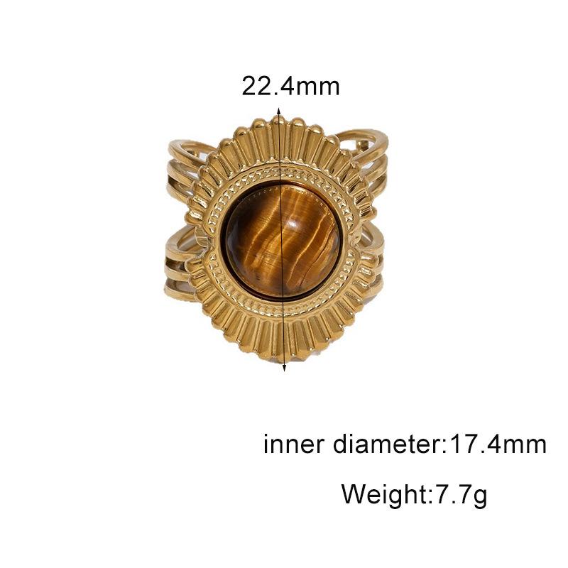Exquisite European & American Turquoise Stainless Steel Open Ring for Women - Fashionable, High-Class Titanium Steel Index Finger Ring