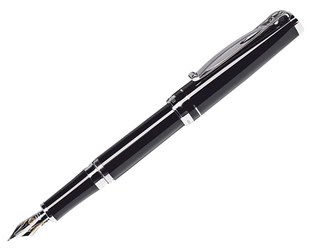 

Cleo Skribent Fountain Pen Platinum Black CT 18K Bold B 25032 Dual-use
