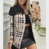Autumn and Winter Women's New Fashion High Street Long Sleeve Zipper Color Block Print Polo Collar Versatile Coat
