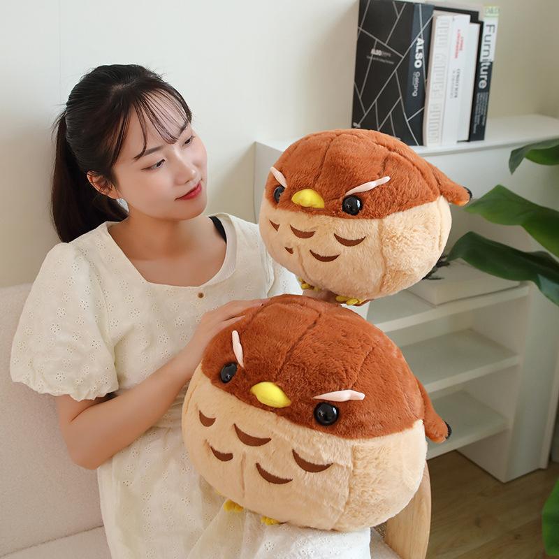 Cute Cute Round Red-crowned Crane Doll Plush Toy Eagle Doll Boy Sleeping Soothing Doll