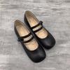 Fashion 2025 Flat Shoes Women's Spring Autumn New Vintage Mary Jane Shoes Women's Shallow Square Toe Large Size Women's Shoes 41-43