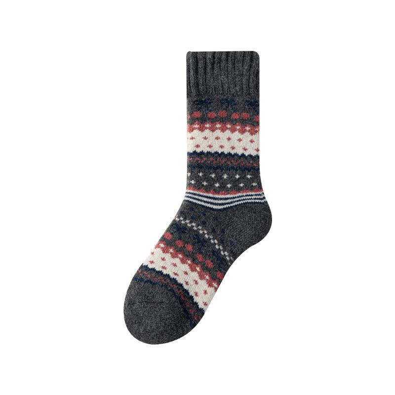 Wool Super Thick Retro Terry Socks Ethnic Wind And Snowflake Winter Warm Home Socks Floor Socks Sleep Socks