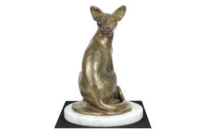 Egyptian Mau Cat - Cat Statuette, Figurine On White Marble, Trophy for a Dog Show by