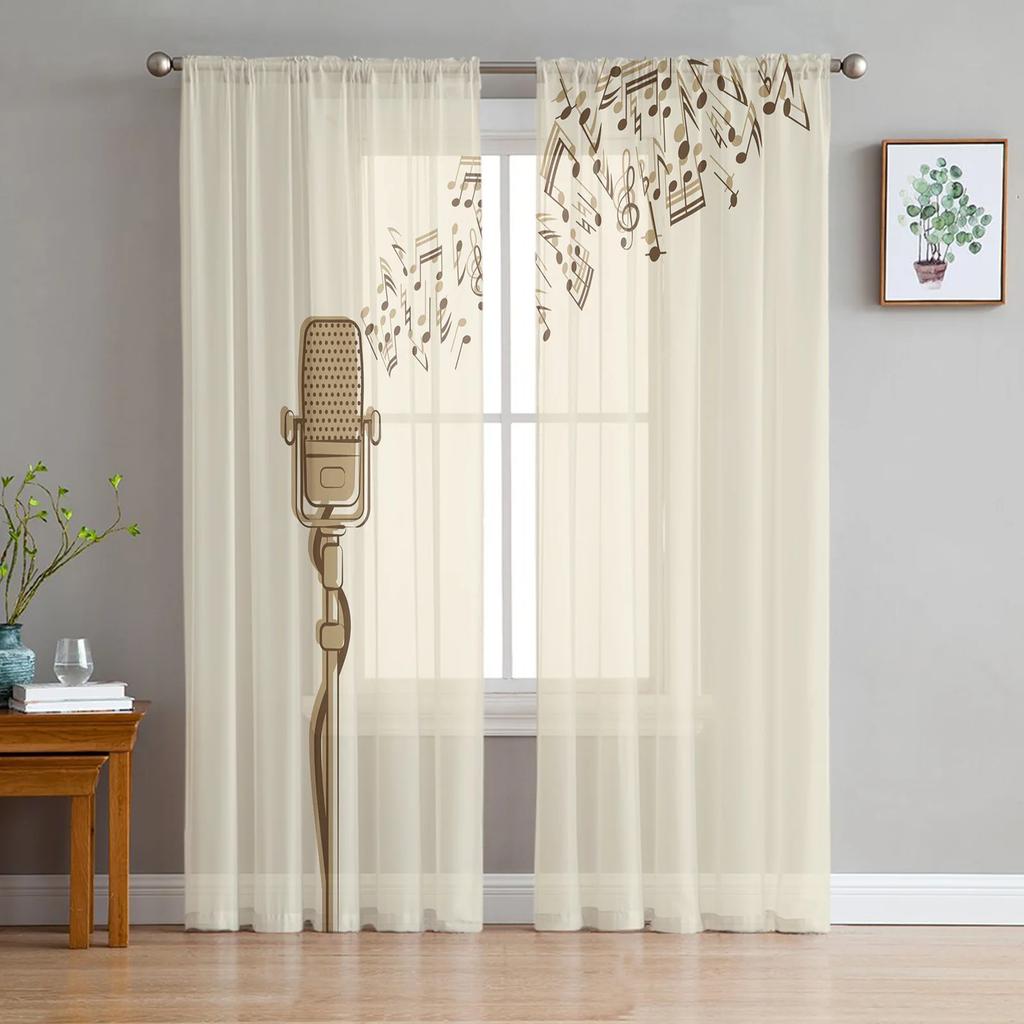 Pug Dog Music Funny Curtain Living Room Voile Window Blinds Bedroom Tulle Drape Kitchen Cortinas Hall Curtains With Sheer Polyester Perfect For Great