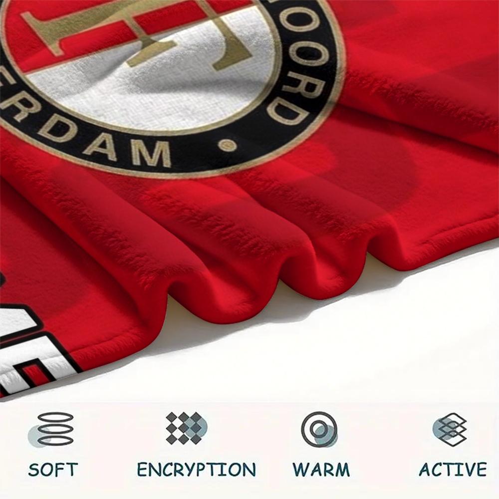 1PC Custom Name Feyenoord Patterned Flannel Blanket Suitable For All Seasons for Home Decor Warmth and Comfort Gifts Holiday Present