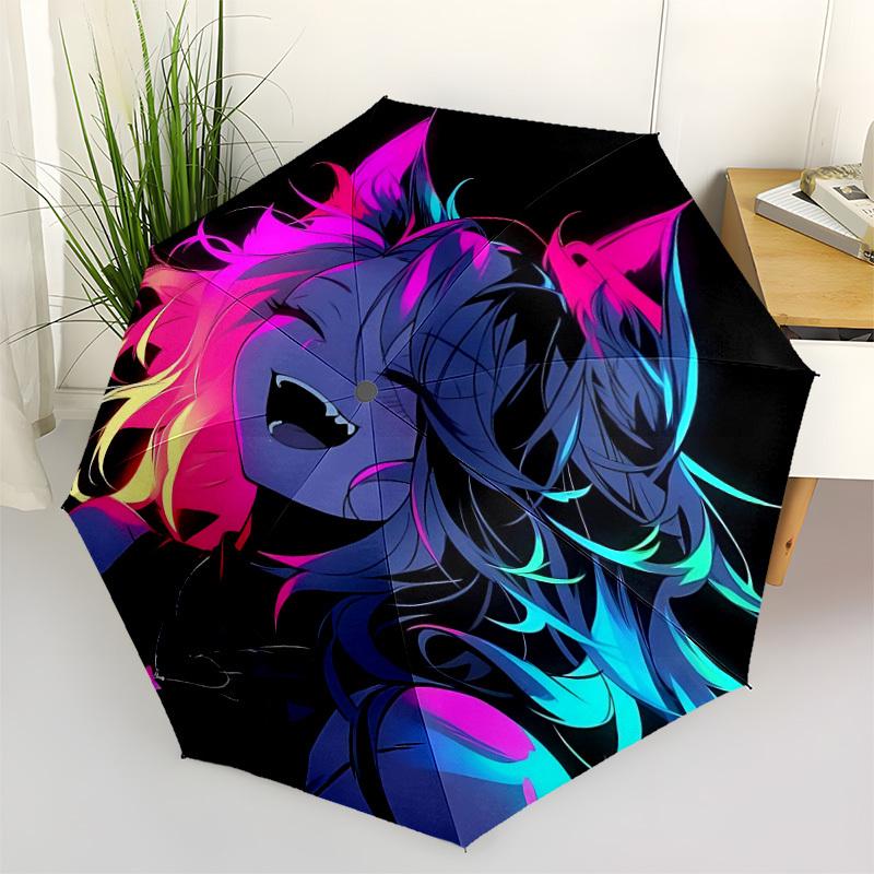 1 Stück Neon Wolf Lebendige Ohren Automatisches Öffnen/Schließen Regenschirm 8 Rippen Stabiler Rahmen, Tragbarer Reise Regenschirm für Damen & Herren, 062