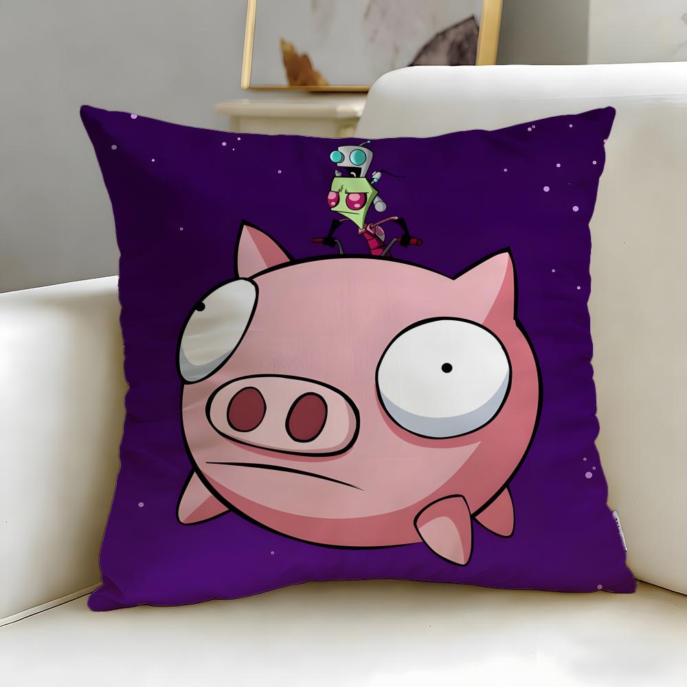 Classic Animated Series Invader Zim Cushion Cover Soft & Easy-Wash Pillow Case – Versatile for Couch, Bed, Travel and Office