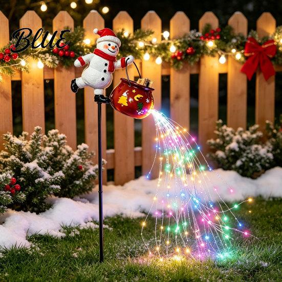 Garden Decor for Patios Walkways Christmas Stake Light, 3D Santa/Snowman Holding Glowing Cauldron Yard Weather Resistant Decorations Lamp, Waterproof