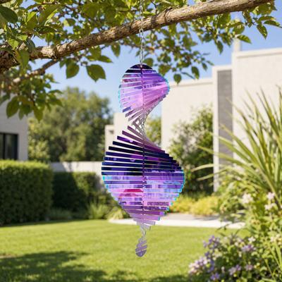Girella a Vento Spirale in Acciaio Inossidabile, Girella a Vento Riflettente da Appendere con Gancio, Girella a Vento 3D per Interni Esterni Giardino Cortile