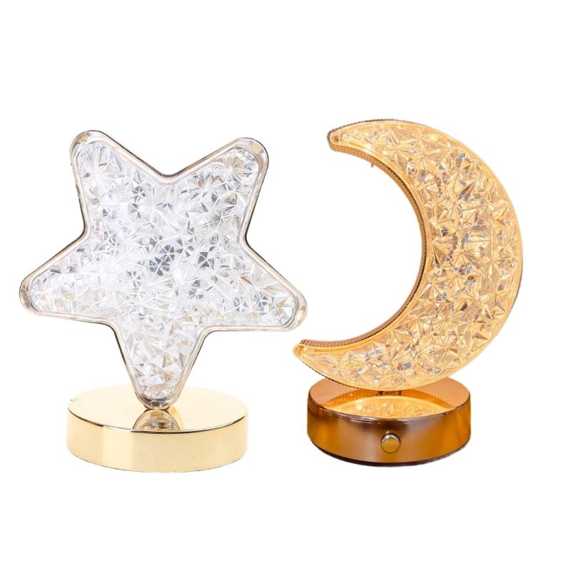 Bedroom Crystal Touch Dimming NightLight Girl Room Home Decorations Aesthetics USB Table 3D Moon Lamp