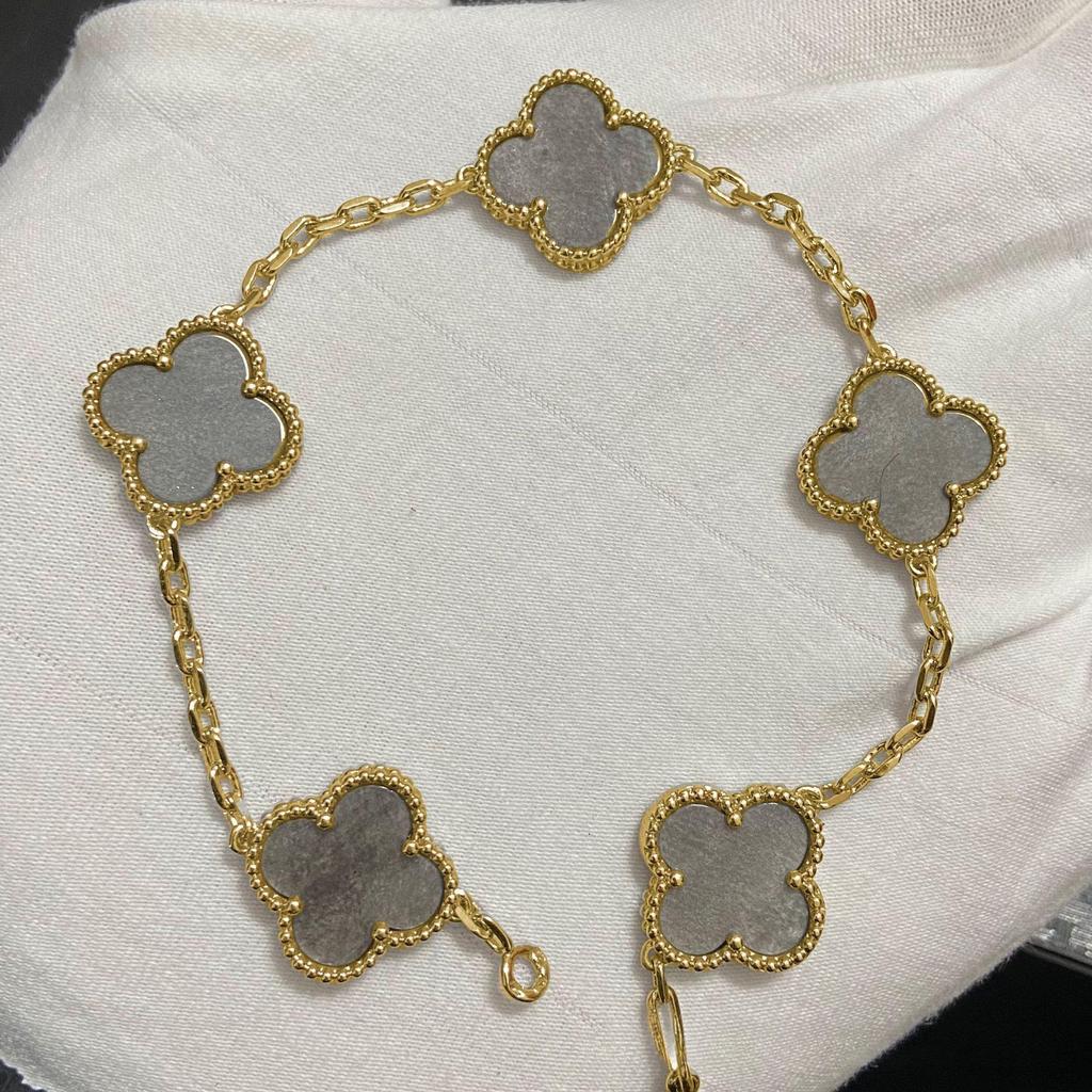 Nuova Versione Bracciale Quadrifoglio Cinque Fiori Agata Rossa Naturale Madreperla Bianca Bracciale da Donna Bracciale Laser