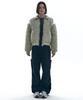 Place Studio Oversized Quilted Contrast Collar Varsity Jacket Padded Jumper [Beige]