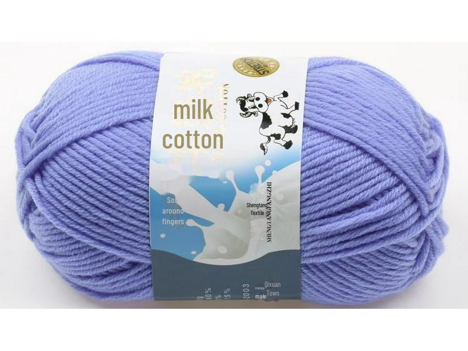 5-Strand Milk Cotton Baby Wool Hat & Scarf Hand-Woven Medium-Thick Yarn Set