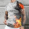 Summer Round Neck 3D Colorful Flame Graphic Print Top Fashionable Casual Short Sleeved Men's T-shirts