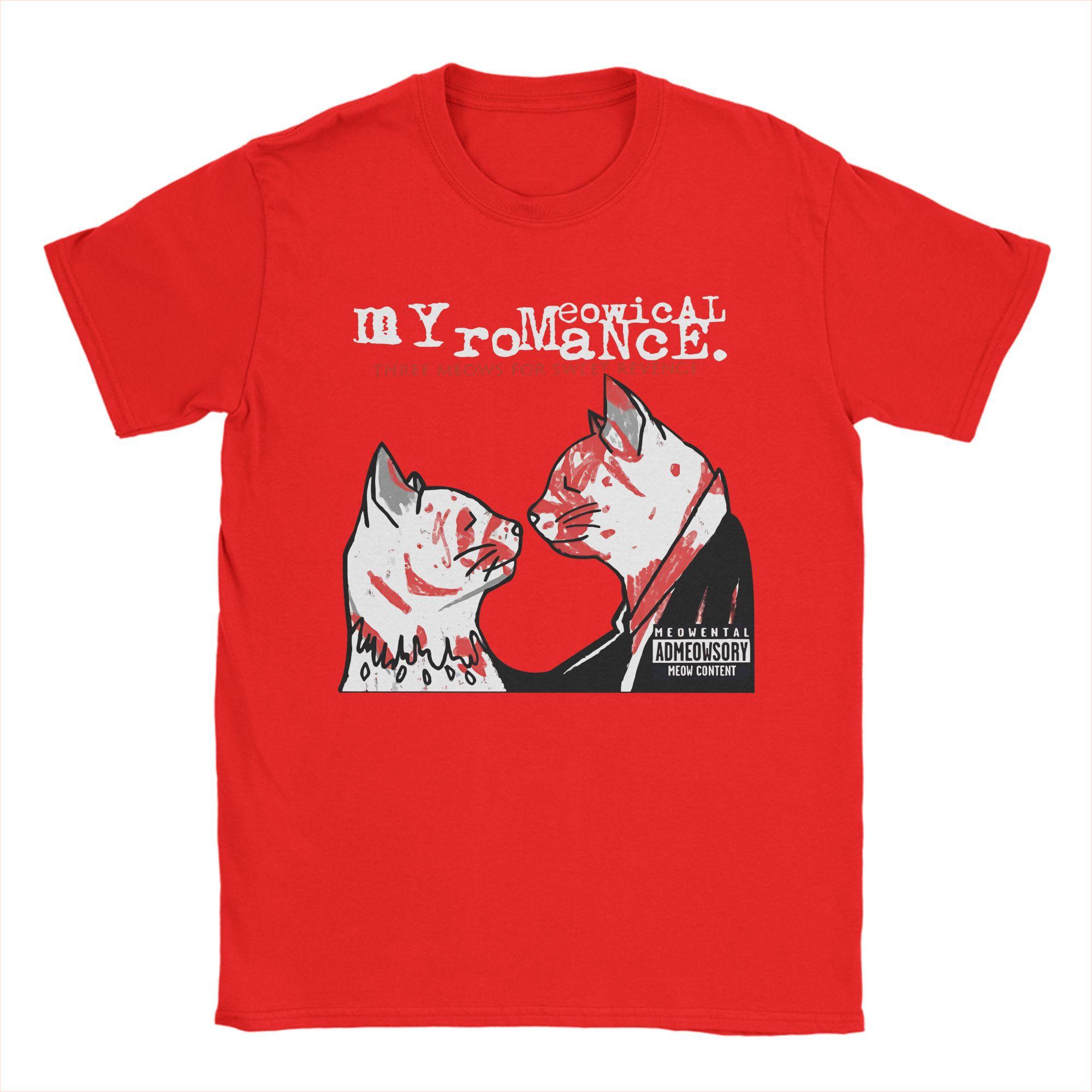 

Мои Meowical Chemical Romance Футболки Мужские 100% Хлопок Смешная Футболка Круглый Вырез Футболки с Коротким Рукавом Одежда Подарок S
