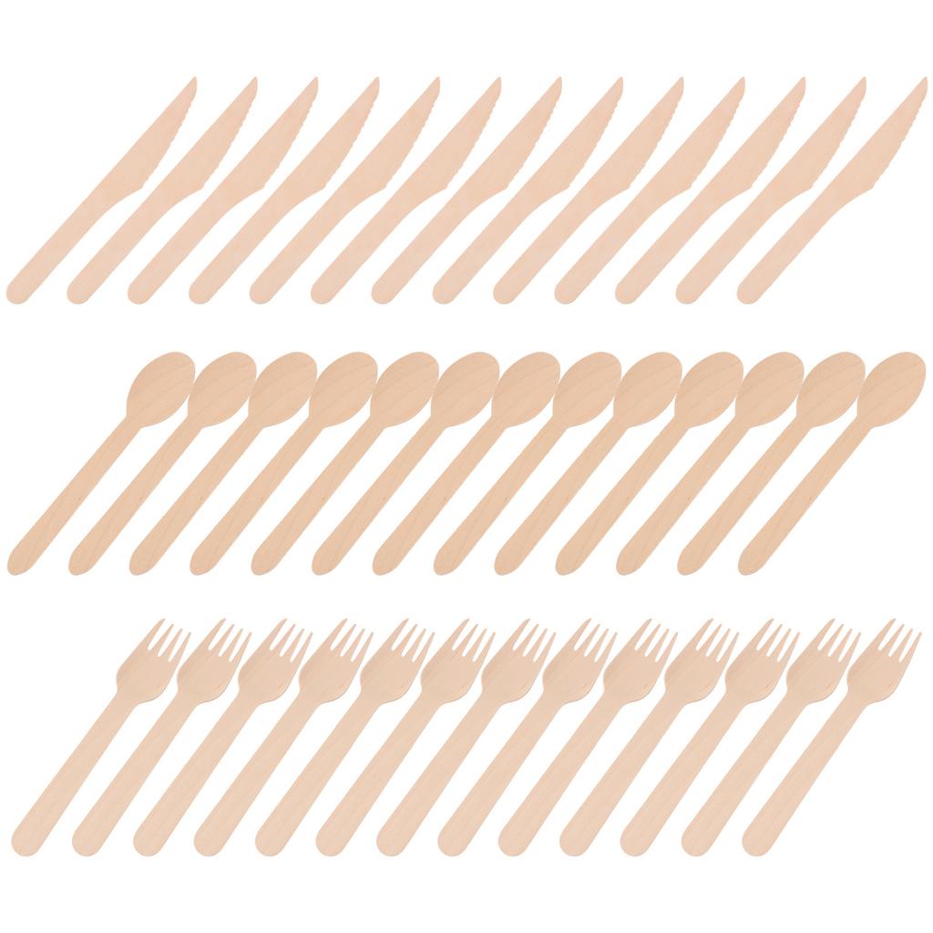 300Pcs Wooden Cutlery Set Disposable Wood Tableware Utensils Premium Material for Camping Birthday Bbq Wood Untensils