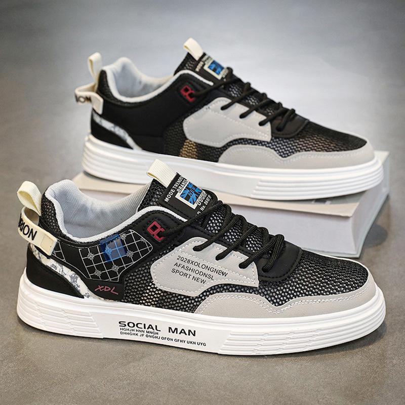 

Men s shoes net shoes 2025 spring new breathable versatile mesh casual little white flat baseplate shoes fashion thin trendy shoes 39 білий