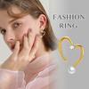 Big Heart Stud Earrings for Women,Gold Color Stainless Steel Irregular Heart with AAA CZ Stone Simulated Pearl Ear Jewelry