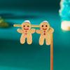 Cute Christmas Gingerbread Man Stud Earrings for Women Girl Trendy Shiny Zircon Cartoon Cookies Earrings Xmas Party Jewelry Gift