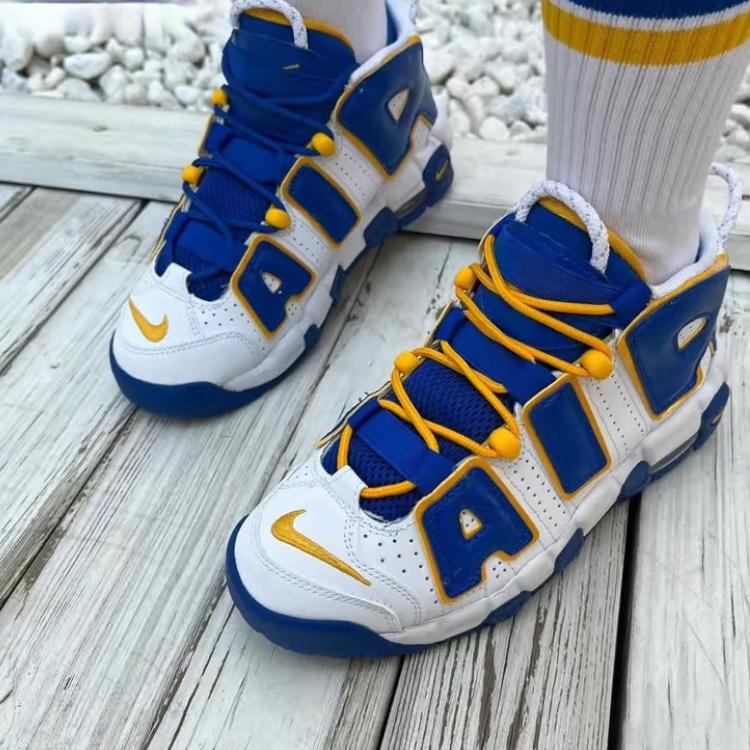 Nike Air More Uptempo GS Golden State Warriors Buty dla dzieci Biały Game-Royal Żółto-Ochrowy DZ2759-141