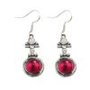 1 Pair Hook Earrings, Natural Garnet Main Stone Drop Earrings, Retro Ethnic Style Polished Smooth Earrings, Jewelry Gift