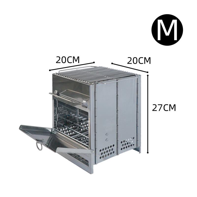 Outdoor Stainless Steel Folding BBQ Grill & Firewood Stove