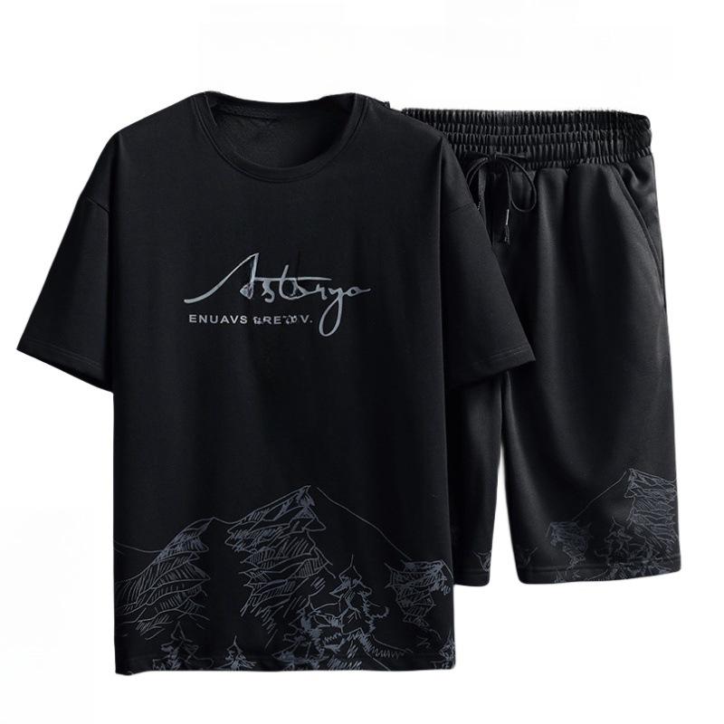 Men's Ice Silk Quick-Dry Summer T-Shirt & Shorts Set - Cool, Loose, Trendy, Casual Sportswear