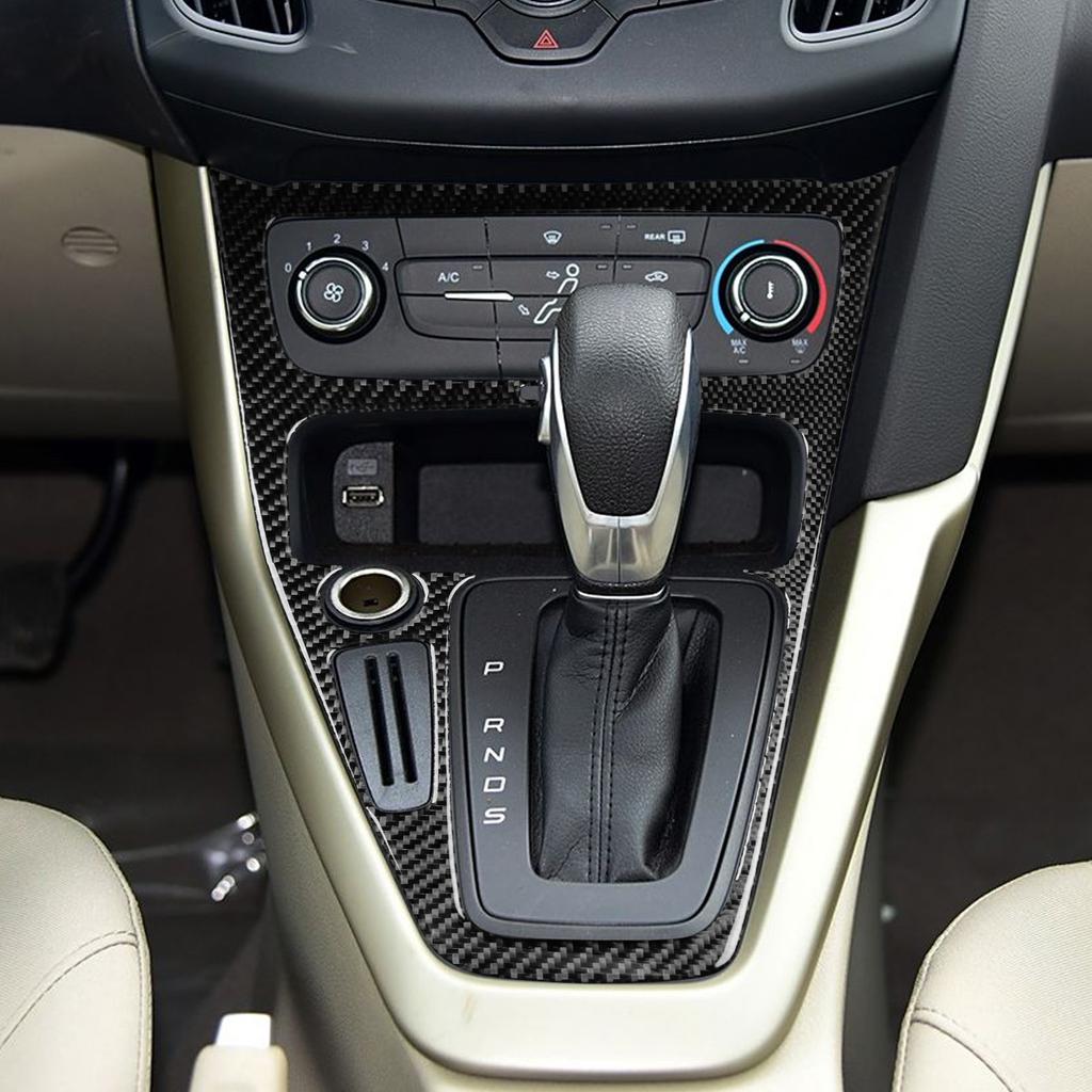 Real Soft Carbon Fiber Car Central Control Gear Shift Panel Sticker For Ford Focus SE RS ST Ecoboost 2015 2016 2017 2018 LHD RHD