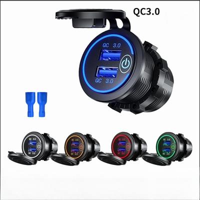 Quick Charge 3.0 Dual USB Car Charger Waterproof 12V/24V QC3.0 USB Fast Charger Socket Power Outlet with Touch Switch