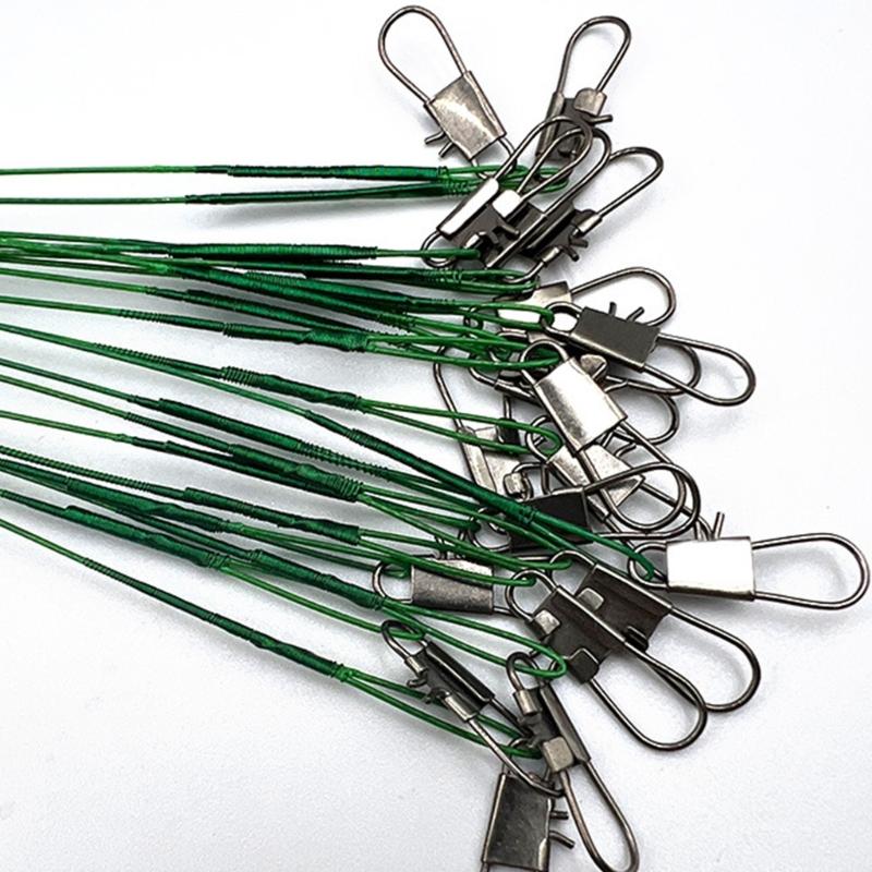 40Pcs AntiBite Steel Fishing Line Steel Wire Leader with Swivels Fishing Leader Wire Connect for Lures Baits Rig Hook