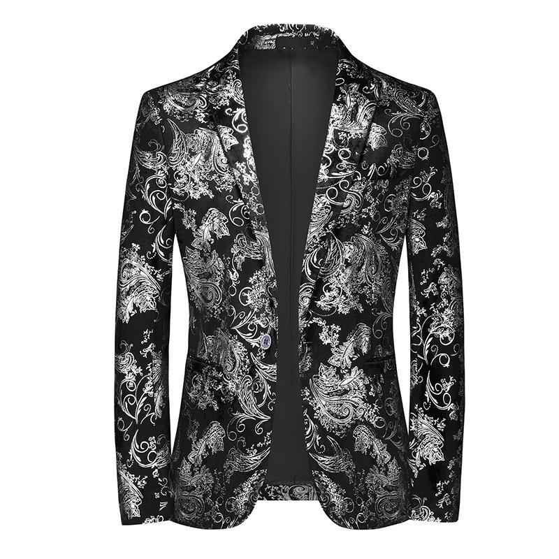 Men Spring  Business Social Suit Jacket  Men's Single Breasted Thin Male Jacquard Blazers Coats