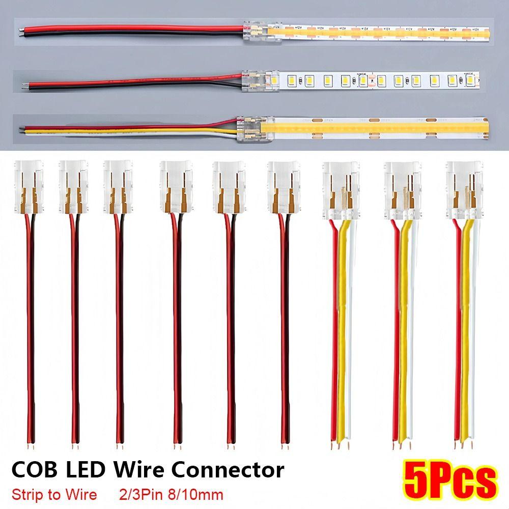 5Pcs/Set 2/3 Pin COB LED Wire Connector 8/10mm LED Strip Connectors  FCOB RGB CCT LED Strip Lights