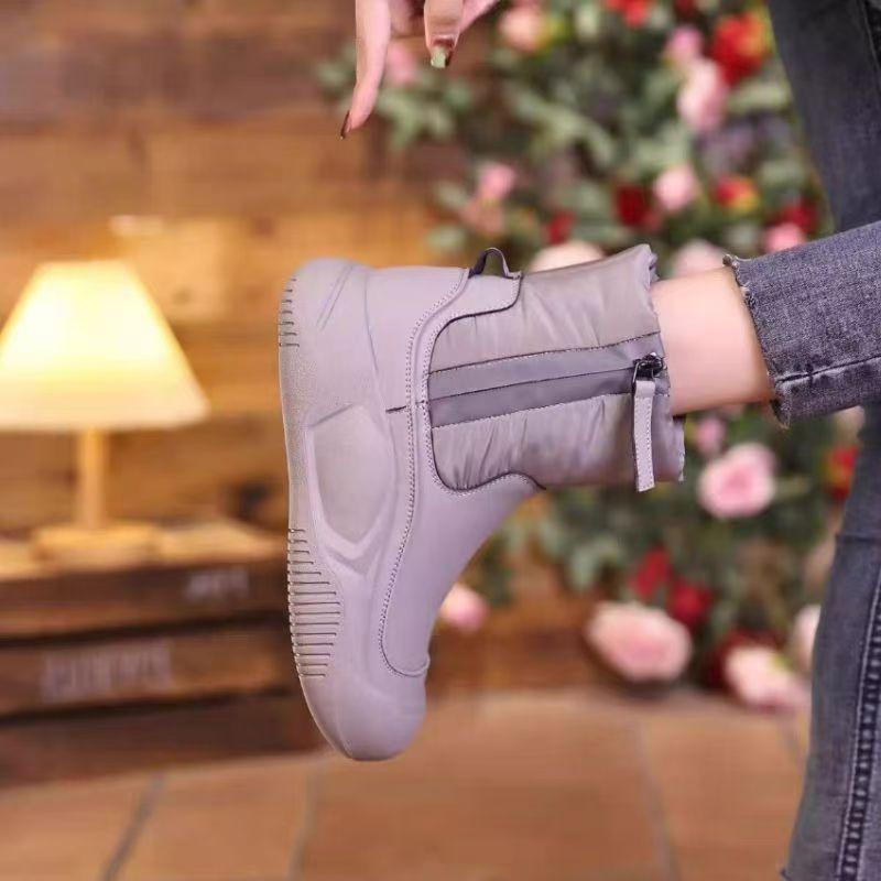 Snow boots women's shoes 2024 new cotton shoes winter velvet thickened zipper Martin boots thick-soled Northeast short boots women