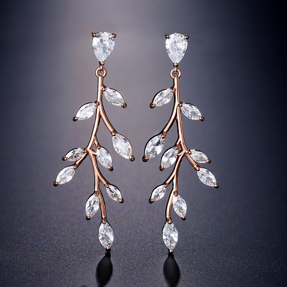 ZAKOL Luxusní markýzový list Zirkon Svaté náušnice Buling Čirý křišťál CZ Visací náušnice Glamour Svatba Zirkon pro ženy