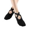 2 Pairs Yoga Socks For Women Non-Slip Grips Straps Bandage Cotton Sock Ideal For Pilates Pure Barre Ballet Dance(Black)