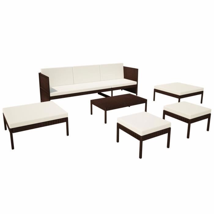 Salon de jardin - vidaXL - 6 pcs - Résine tressée - Marron - Résistant aux intempéries