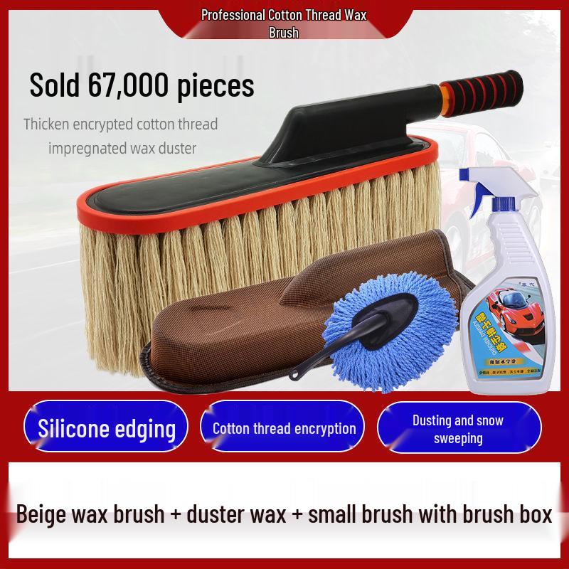 Teleskopowa szczotka samochodowa i miotełka z bawełnianym gwintem do mycia, odkurzania i woskowania