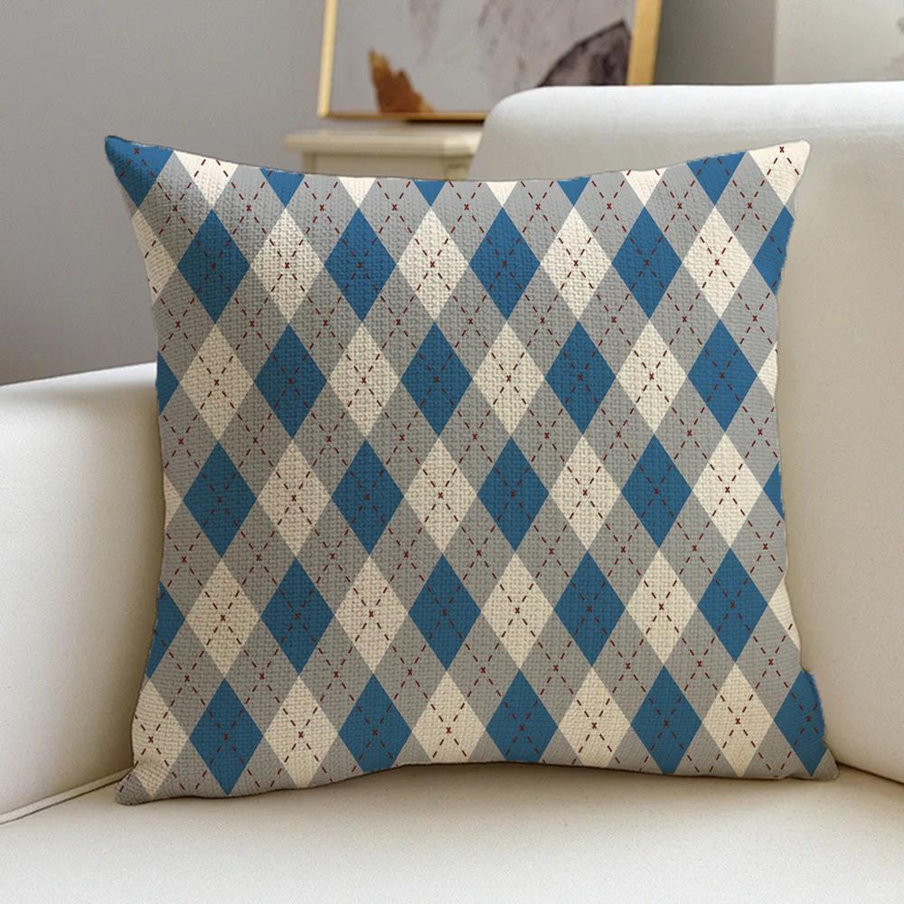 R-Rhombus Lattice Cushion Cover Cushion Cover Pillowcase, Anti-Mite Invisible Zipper, Linen Sofa Cushion